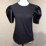 Michael Kors Faux Leather Puff Short Sleeved Black T-Shirt Size XS Photo 1