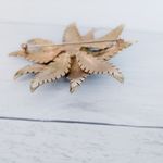 Vintage Brooch 3" Very Large Satin Enamel Leaf Flower Brooch Statement Blue Photo 3