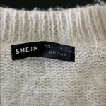 SheIn Soft Cream fuzzy eyelash sweater with a V-neck Photo 1