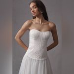 BHLDN Anthropologie Strapless A-Line Satin Tulle-Skirt Midi Dress Size Small NEW Photo 2