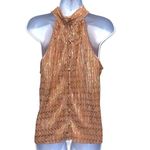 Anthropologie By  Womens Vickie Shimmering Pleated Halter Top Peach Gold Small‎ Photo 2