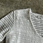 Rayure Paris Top Womens 3 Textured White Shirt Stretch V Neck France Size M Photo 2