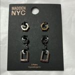 NWT Madden NYC Black and Gold Earring Set Photo 0