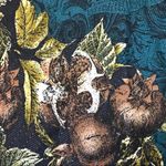 Vintage Scarf Fruit Pomegranate Floral Green Brown Square Christmas Photo 1