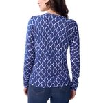 J. McLaughlin  Crewneck Sweater Button Sleeves Blue White Size XL Photo 1