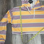 Zaful NWT Striped Cropped Hoodie Shirt Lavender and Yellow Size XL Photo 11