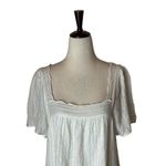 Rails  Ivory Metallic Strip Square Neck Flutter Sleeve Savon‎ Popover Blouse S Photo 2
