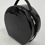 RARE Thierry Mugler Makeup Case Handbag Round Hard Patent Black Zip Around VTG Photo 0