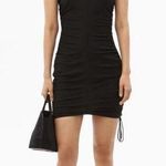 T Alexander Wang Black Crew Neck Ruched Side Drawstring Tie Mini Bodycon Dress Photo 0