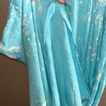 Women’s Skemo light blue bleach spotted tasseled sleeveless maxi dress beach Photo 4