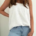 Loft White Embroidered Floral Top Photo 0