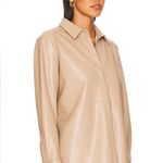 LBLC Max Button Up Shirt Long Sleeve in Taupe Tan Size Small NWT Faux Leather Photo 1