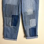 LOGO By Lori Goldstein LOGO Lavish Womens Blue Boyfriend Boho Patchwork cropped jeans size 6P Photo 3