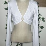 Just Quella  White O-Ring Longsleeve Crop Top Photo 1