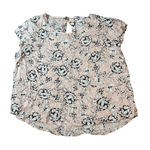 NWT Soirée Women Blouse Short Sleeve Pale Pink Floral Crew Neck Size‎ 1X Photo 0