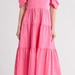 STAUD Elio Button Down Off the Shoulder Midi Dress in PINK PLUMERIA Size 0 NWT Photo 0