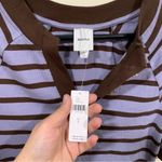 Maeve NWT  Half-Sleeve Henley Tee purple striped size Large antropologie Photo 6