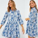 RO'S GARDEN Tuckernuck Exclusive Blue Leticia Deauville Floral Cotton Dress Size L Photo 2