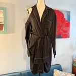 Alexander Wang EUC  Black Pin Striped Pajama Wrap Dress 4 $895 Zip Edges Photo 4
