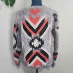 On Fire Boho Tribal Aztec Print Fuzzy Sweater Photo 5