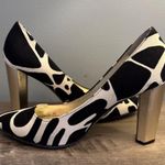 Diane Von Furstenberg  Women's Black White Print Pump Heels Shoes Gold Heel 7M Photo 12