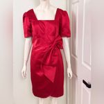 Milly  Red Midi Dress with Bow Accent original price $550 Photo 1
