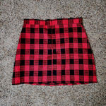 Fisoul Red & Black Plaid Lined Skirt Size Medium NWT Cute Mini High Waisted Photo 1