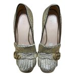 Gucci  Gold Marmont Fringes High Heeled Platform Loafer Pumps Photo 3