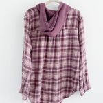 American Eagle Purple Plaid Hooded Flannel Shirt Jacket Photo 4
