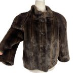 Alpine Studio Women's Fur Faux Brown Cropped Coat Jacket Size Medium Photo 2