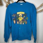 Vintage Jerzees Blue Plant Flower Bear Indoor Garden Graphic Sweatshirt Photo 0