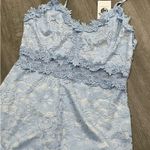 Light blue lace mesh ruffles bodycon dress Size M Photo 4
