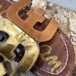 Sam Edelman Bay Gold Logo Slide Sandals Brown Leather Flats Women's Summer 9.5M Photo 3