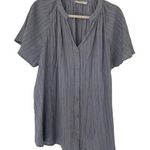 Lush Clothing Lush Blue Eventide Button Front Flutter Sleeve Blouse Womens Plus Size 1X | 19-2 Photo 0