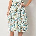 Peyton & Parker NWOT  Linen Dress Blue Orange Floral Midi New Ruffle Sleeveless Photo 1