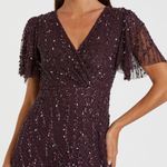 Mac Duggal  35109 Womens Purple Embellished Flutter Sleeve Gown Dress Photo 3