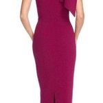 Dress the Population Tiffany Magenta One Shoulder Bow Crepe Midi Dress Small Photo 1
