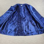 Grace Chuang Long Jacket Womens L Blue Satin Monet Print Swing Style Open Front Size L Photo 13