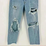 GRLFRND Helena Straight Jeans Women's 25 Blue High Rise Button Fly Distressed Photo 8