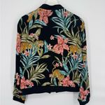 Forever 21  Tiger Floral Bomber Jacket Black Zip Front Size Medium Photo 5