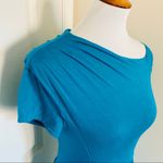 Bebe  Cinched Bodycon Asymmetric Sexy Blue Dress Photo 2
