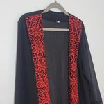 Black and Red Sheer Women's Robe NWOT Size Medium Black Long Robe Photo 1
