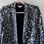 Helmut Lang Women's Strata Linen Blend Black White Animal Print Blazer Coat 0 Photo 2