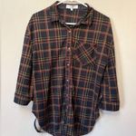Eden & Olivia Women’s Black Brown Yellow Plaid Button Down 3/4 Sleeve Flannel M Photo 8