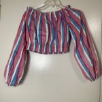 STAUD  Fair off-the-shoulder multi color striped stretch-cotton poplin crop top S Photo 5