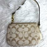 Coach Tan Gold Floral Signature Canvas Wristlet Photo 1
