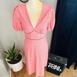 NSR‎ Puff Sleeve Lace Midi Dress, Size Medium, 6/8, Pink, NWT Pink Photo 4
