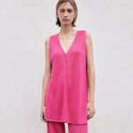 ZARA  Pink Linen Blend Button Front Long Sleeveless Vest NWT Size Small Photo 1