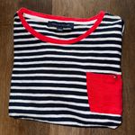 Tommy Hilfiger  Navy & White Striped Tee with Red Accents Photo 2
