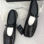 Massimo Dutti  Dark Brown Leather Ballet Flats Photo 0